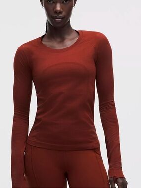 lululemon athletica Long Sleeve Crew Top in Slate red size 4